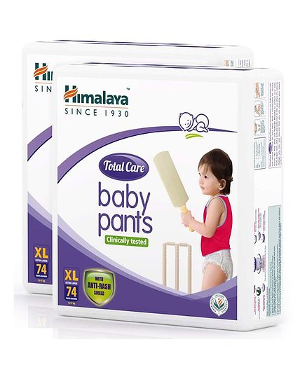 Himalaya Herbal Total Care Baby Pant Style Diapers Extra Large - 74 Pieces (Pack of 2)