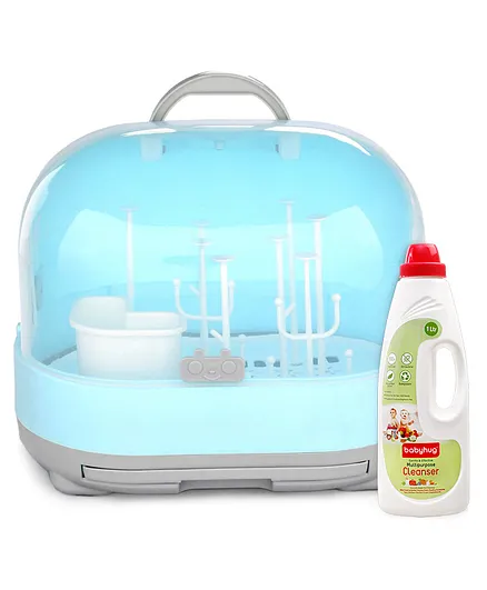 2 in 1 Bottle Drying Rack With Storage Box - Blue & Liquid Cleanser - 1000 ml Combo Pack