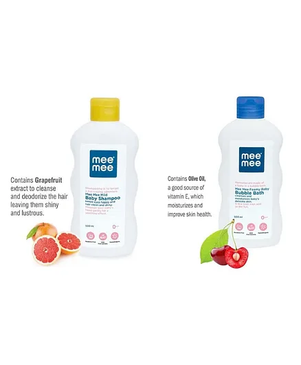 Mee Mee Gentle Baby Bubble Bath Fruit Extracts with Mild Baby Shampoo-500 ml