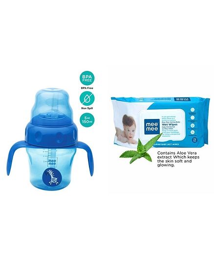 Mee Mee 2 in 1 Spout &Straw Sipper cup (150ml) with Baby Wet Wipes with lid-72 pieces