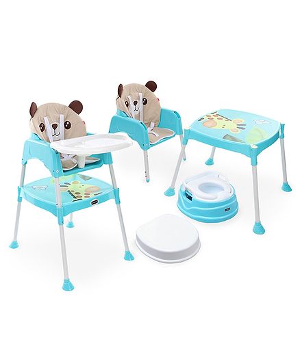 Babyhug Practico 4-in-1 Potty Chair AND Babyhug 3 in 1 Play & Grow High Chair With 5 Point Safety Harness & Anti-Slip Base (Blue)