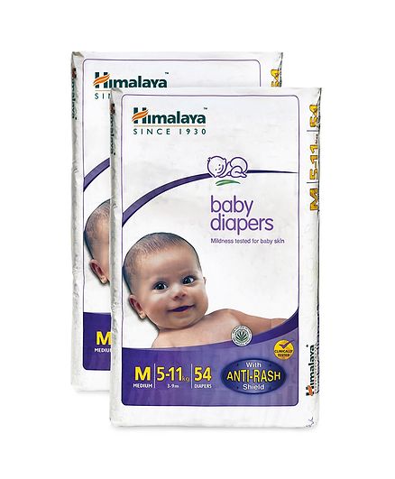 Himalaya Herbal Baby Diapers Medium - 54 Pieces ( Pack of 2 )