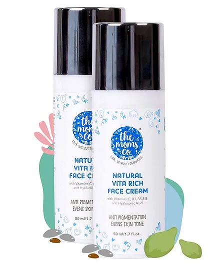 the moms co Natural Vita Rich Face Cream with Vitamins C, B3, B5 & E and Hyaluronic Acid (50gm)(Pack of 2)