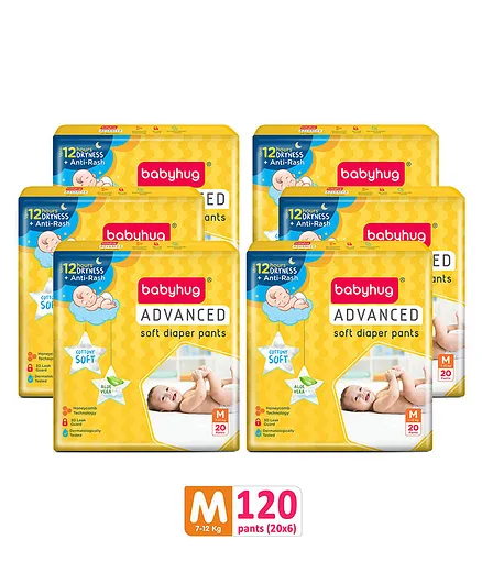 Babyhug advanced Pant Style Diapers Medium - 20 Pieces - (Pack of 6)