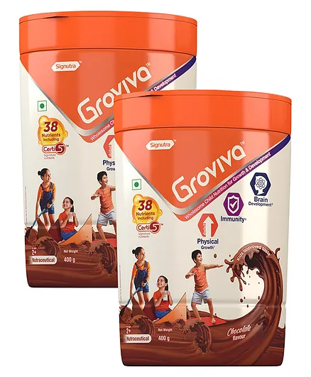 Groviva Child Nutrition Chocolate Flavour Supplement Jar - 400 gm (Pack of 2)