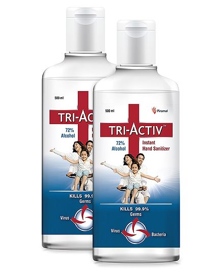 Tri-Activ Instant Alcohol Based Hand Sanitizer - 500 ml (Pack of 2 )