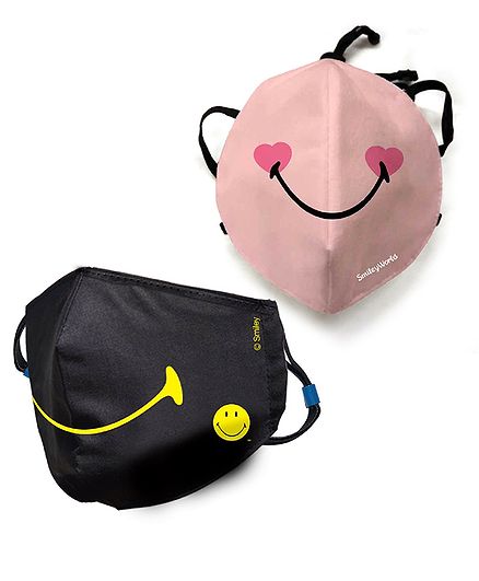 Quick Dry Anti Pollution Face Mask Pack of 2-Black Pink