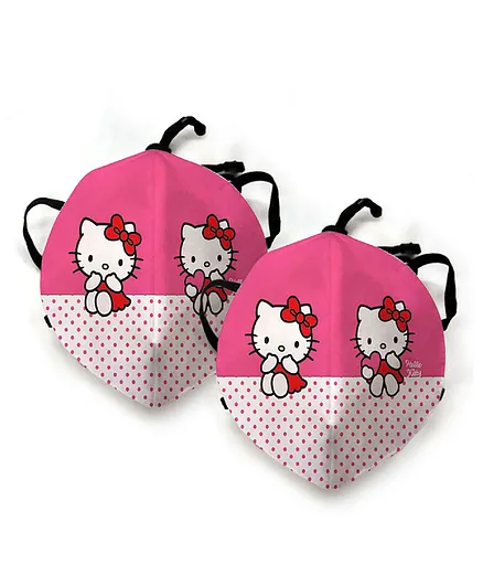 Hello Kitty Anti Pollution Face Mask Smiley Print Pack of 2- Black