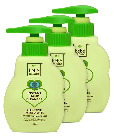Bebe Nature Instant Hand Cleanser - 250 ml (Pack 0f 3 )