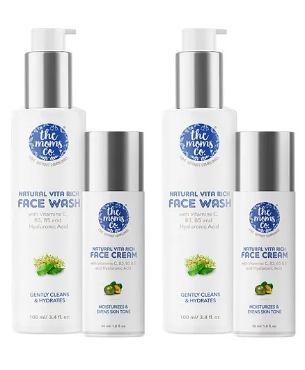 the moms co Natural Vita Rich Day Hydration Bundle (Face wash and Face Cream) ( Pack of 2 )