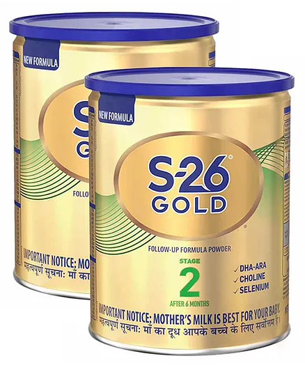 Nestle S-26 Gold Follow Up Formula Powder Stage-2 Tin Pack - 400 gm (Pack of 2)