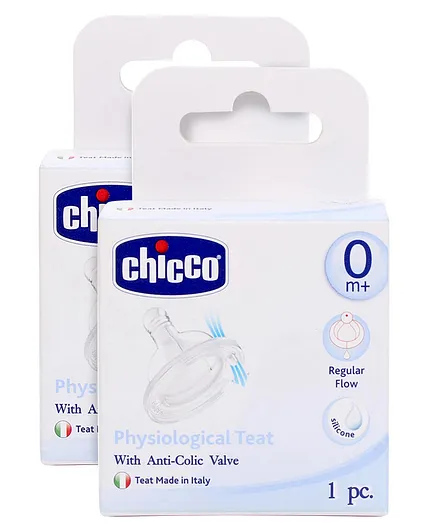 Chicco Silicone Physiological Teat With Anti Colic Valve Regular Flow Pack Of 2