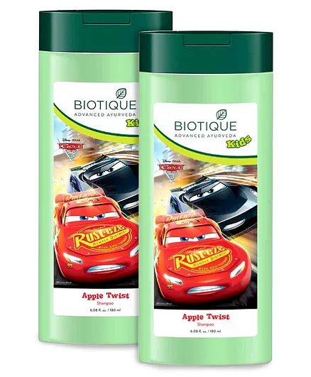 Baby Biotique Apple Twist Shampoo Disney Car Print Green - 180 ml Pack Of 2