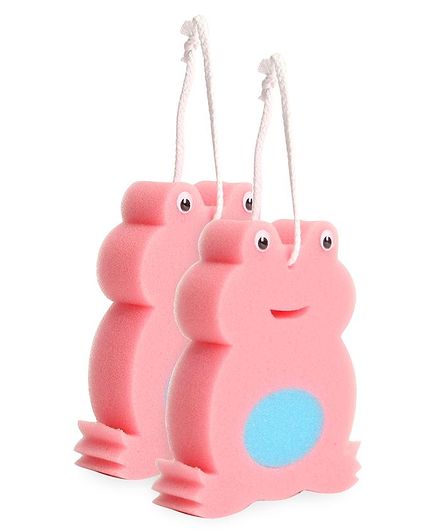 Adore Baby Bath Sponge Frog Shape (Colors May Vary) Pack Of 2