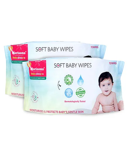 Morisons Baby Dreams Wet Wipes - 80 Pieces Pack Of 2