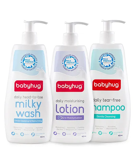 Babyhug Combo of Daily Milky Wash, Shampoo & Lotion Complete Care - 400ml