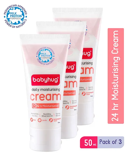 Babyhug Milk Protein Formula Daily Full Body and Face Moisturizing Cream - 50 ml (Pack of 3)