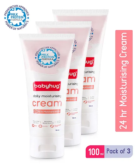 Babyhug Milk Protein Formula Daily Full Body and Face Moisturizing Cream - 100 ml (Pack of 3)