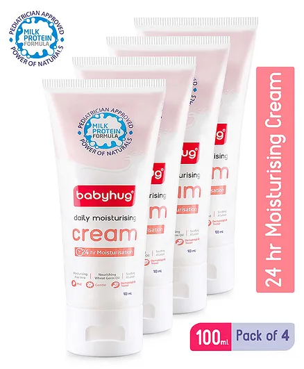 Babyhug Milk Protein Formula Daily Full Body and Face Moisturizing Cream - 100 ml (Pack of 4)