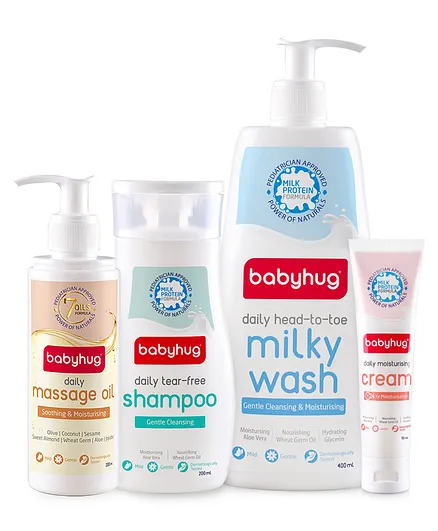 Babyhug Shampoo 200 ml, Body wash 400 ml, Cream 100 ml & Oil 200 ml