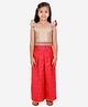 Twisha Cap Sleeves Brocade Top With Palazzo Pants - Golden Red