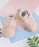 Baby Moo Striped Lace Up Sneaker Style Booties - Peach