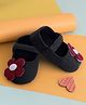 Baby Moo Floral Applique Booties - Black Red