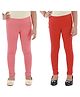 Kids Cave Pack Of 2 Full Length Solid Leggings - Orange & Red