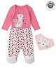 Lily and Jack Full Sleeves Onesie and Lounge Pant With Bib - Pink