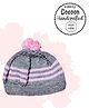 COCOON ORGANICS Striped Handcrafted Soft And Warm Winter Cap  - Grey