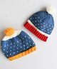 Woonie Hearts Knitted Pom Pom Detailing Handmade Woollen Caps Pack Of 2 - Blue