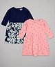 The Sandbox Clothing Co Pack Of 2 Full Sleeves Stars & Floral Print Dress - Navy Blue & Peach