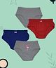 D'chica Solid And Printed Pack Of 4 Panties For Girls - Grey Red And Blue
