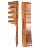 WOODYKRAFT Handmade Natural Pure Healthy Neem Wooden Combs Pack of 2 - Brown