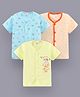 Mini Donuts Half Sleeves Vests Multiprint Pack of 3 - Peach Green Blue