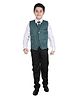 P-MARK Full Sleeves Shirt With Waistcoat & Pants Set - Green