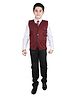 P-MARK Full Sleeves Shirt With Waistcoat & Pants Set - Maroon