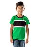 Cherry Crumble By Nitt Hyman Half Sleeves Color-Block Band Print Tee - Green