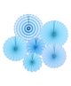 Johra Polka Dot Stripes Decoration Party Fans Blue - Pack of 6