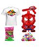 Fiddlerz Holi Pichkari High Pressure Water Gun Toy Back Holding Tank For Kids with Holi Combo of 200 Water Balloons , 1 Tshirt & 1 Pkt Holi Color Pool Party Fun