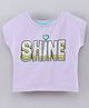 Vitamins Half Sleeves Top Glitter Heart and Text Print - Purple