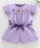WOW Half Sleeves Jumpsuits Floral Print - Violet