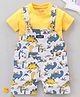 Wow Clothes Dungaree With Half Sleeves Inner Tee Dinosaur Print - Yellow