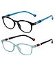 VAST TRU BLU Rectangle Blue Ray Blocking And Anti Glare Zero Power Round Computer Eyeglasses Pack Of 2 - Blue Transparent Green