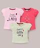 Mini Donuts Half Sleeves Tops Text Print Pack of 3(Colour & Print May Vary)