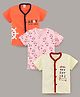 Mini Donuts Half Sleeves Vests Multi Print Pack Of 3 - Orange Peach Yellow