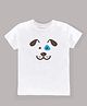 KAVEE 100% Cotton Biowashed Half Sleeves Dog Face Holi Print Tee - White