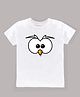 KAVEE Half Sleeves Cotton Biowashed  Owl Print Tee - White