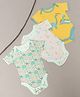 Mi Arcus  Cotton Half Sleeves Dino Print Rompers Pack of 3 Yellow & Light Pink