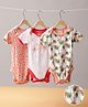 Mi Arcus Baby Girl Cotton Half Sleeves Flamingo & Polka Dot Printed Rompers Pack of 3 Pink